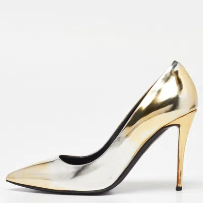 Pre-owned Giuseppe Zanotti Gold/silver Leather Pointed Toe Pumps Size 35