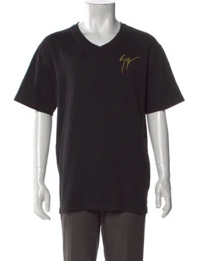 Pre-owned Giuseppe Zanotti Graphic Print V-neck T-shirt In Black