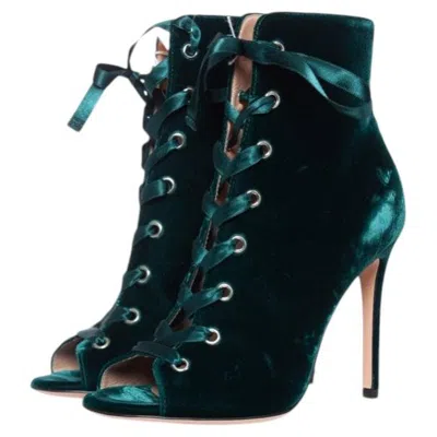Pre-owned Giuseppe Zanotti , Green Velvet Ankle Boots