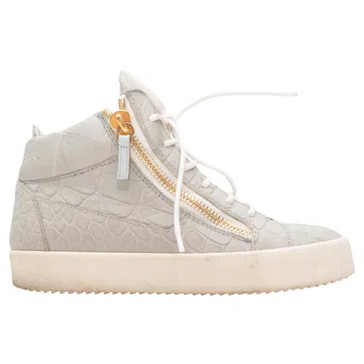 Pre-owned Giuseppe Zanotti Grey  Embossed Croc High-top Sneakers In Gray