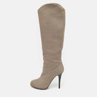 Giuseppe Zanotti Grey Leather Knee Length Boots In Gray