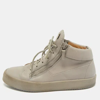 Pre-owned Giuseppe Zanotti Grey Leather Kriss High Top Sneakers Size 44.5 In Gray