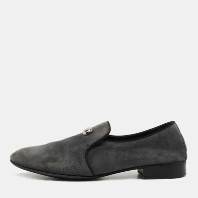 Pre-owned Giuseppe Zanotti Grey Suede Archibald Smoking Slippers Size 41.5