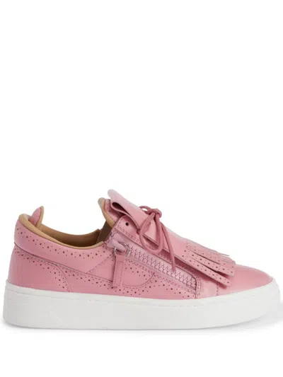 Giuseppe Zanotti Gz-94 Perforated Leather Sneakers In Pink