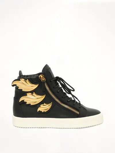 Giuseppe Zanotti Wing-detail Zip-fastening Sneakers In Black