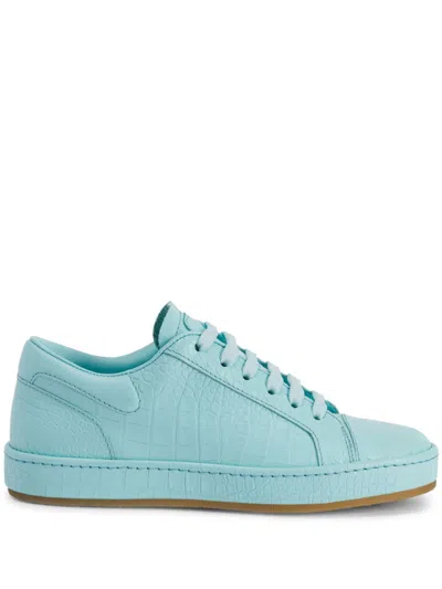 Giuseppe Zanotti Gz-city Crocodile-effect Leather Sneakers In Blue
