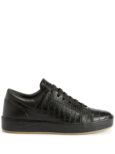Giuseppe Zanotti Gz City Crocodile-effect Sneakers In Black