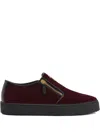 Giuseppe Zanotti Gz-kobe Signature-detail Zipped Slip-ons In Burgundy