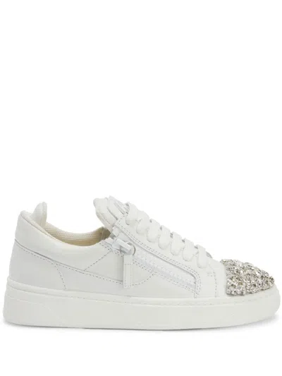 Giuseppe Zanotti Gz94 Crystal-embellished Sneakers In White