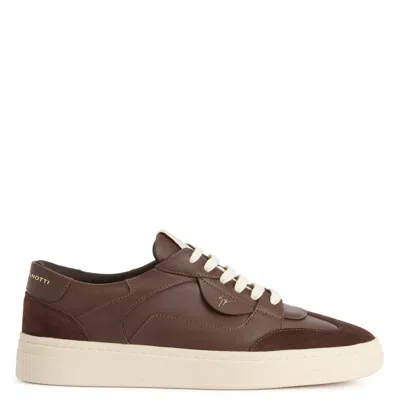 Giuseppe Zanotti Lace-up Leather Sneakers In Brown