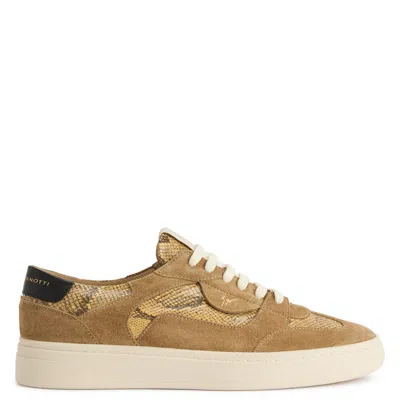Giuseppe Zanotti Reptile-print Leather Sneakers In Brown