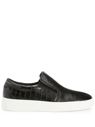 Giuseppe Zanotti Gz94 Crocodile-embossed Leather Sneakers In Black