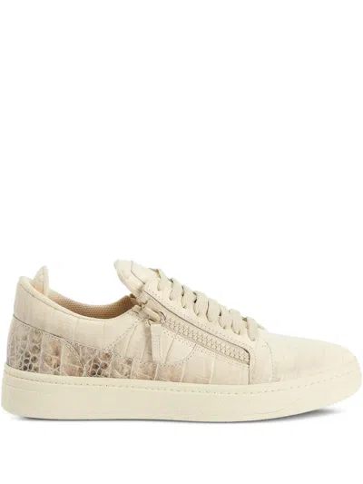 Giuseppe Zanotti Gz94 Crocodile-embossed Sneakers In Neutrals