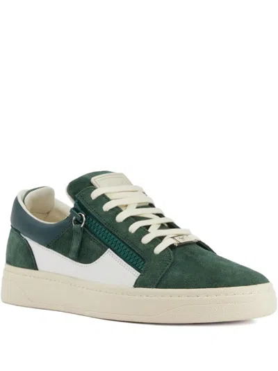 Giuseppe Zanotti Gz94 Frankie Zip-detail Suede Trainers In Green