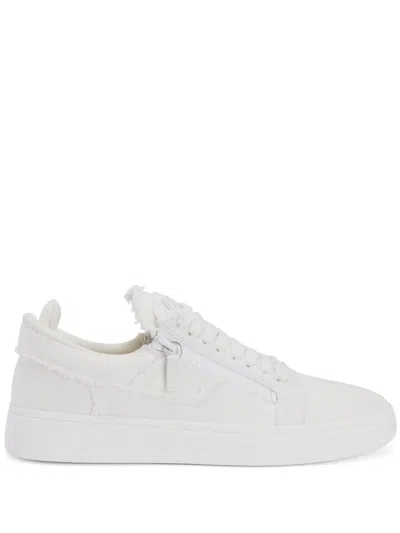 Giuseppe Zanotti Gz94 Frayed-edge Sneakers In White