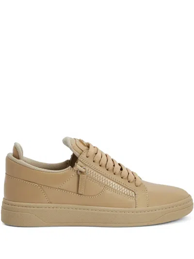 Giuseppe Zanotti Gz94 Logo-plaque Leather Sneakers In Beige