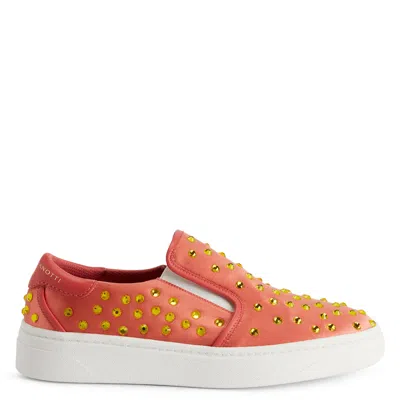Giuseppe Zanotti Gz94 Rhinestone-embellished Satin Sneakers In Orange