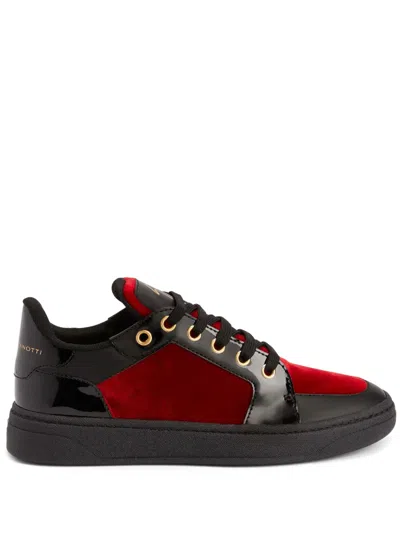 Giuseppe Zanotti Gz94 Panelled Velvet Sneakers In Black