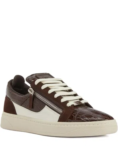 Giuseppe Zanotti Gz94 Panelled Zip-detail Sneakers In Brown