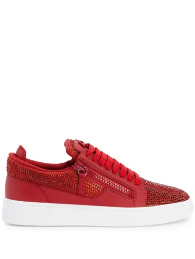 Giuseppe Zanotti Gz94 Rhinestone-embellished Sneakers In Red