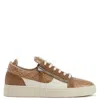 Giuseppe Zanotti Crocodile-effect Zip Low-top Sneakers In Sand