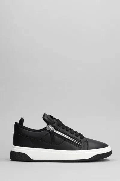 Giuseppe Zanotti Gz 94 Zip-detailed Leather Sneakers In Black