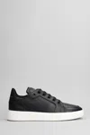 Giuseppe Zanotti Low Top Leather Sneakers With Perforated Toe Cap In Black