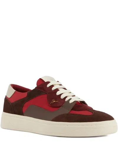 Giuseppe Zanotti Gz94 Suede Panelled Sneakers In Red