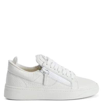 Giuseppe Zanotti Embossed Crocodile-effect Trainers In White