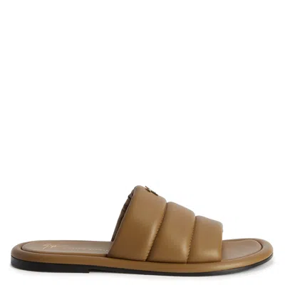 Giuseppe Zanotti Harmande Quilted Leather Slides In Brown