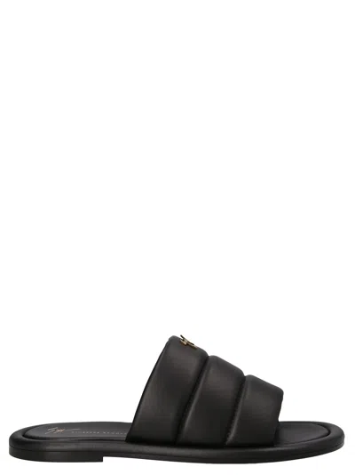 Giuseppe Zanotti Harmande Quilted Leather Slides In Black
