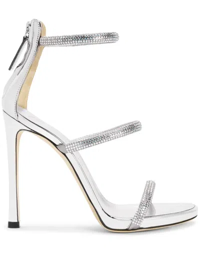 Giuseppe Zanotti Harmony 120mm Leather Sandals In Silver
