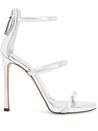 Giuseppe Zanotti Harmony Metallic Strappy Sandals In White