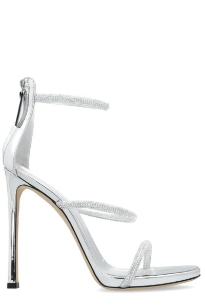 Giuseppe Zanotti Harmony Strap Embellished Sandals In Silver