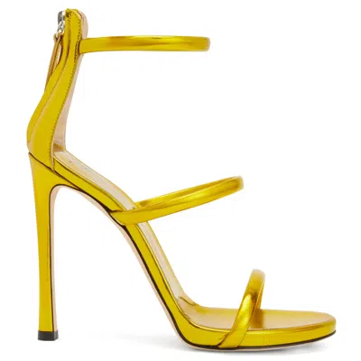 Giuseppe Zanotti Metallic-effect High-heeled Sandals In Yellow