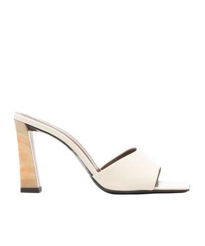 Giuseppe Zanotti Sandals Square Toe Open Block Heel In White