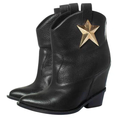 Pre-owned Giuseppe Zanotti , Hidden Platform Wedge Star Boots In Black
