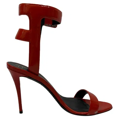 Giuseppe Zanotti High Ankle Strap Sandal Heels In Red Patent Leather