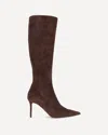 Giuseppe Zanotti 85mm Tamigi Suede Pointed-toe Knee-high Boots In Brown