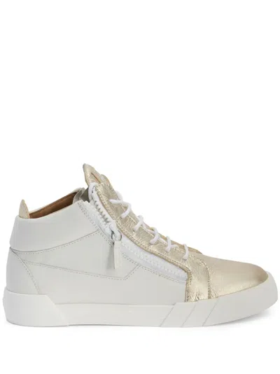 Giuseppe Zanotti High-top Leather Zip-up Sneakers In Multicolor