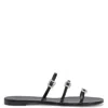 Giuseppe Zanotti Leather Flat Sandals In Black