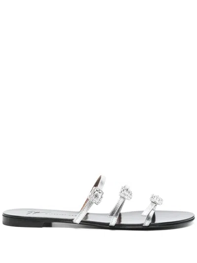 Giuseppe Zanotti Himari Flat Sandals In Silver