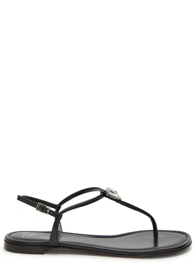 Giuseppe Zanotti Hobby 10 Crystal-embellished Leather Sandals In Black