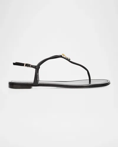 Giuseppe Zanotti Hobby Embellished Flat Leather Thong Sandals In Nero