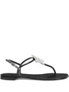 Giuseppe Zanotti Black Rosalia Crystal Embellished Thong Sandals In Black