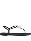 Giuseppe Zanotti Black Rosalia Crystal Embellished Thong Sandals In Black