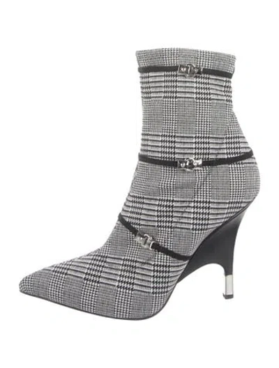 Pre-owned Giuseppe Zanotti Houndstooth Print Sock Boots In Black