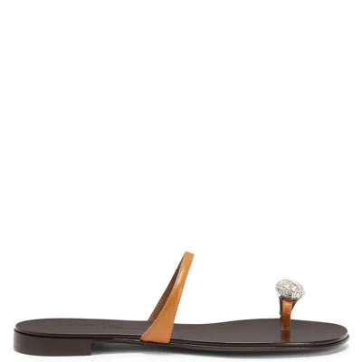Giuseppe Zanotti Woman Thong Sandal Orange Size 7 Leather