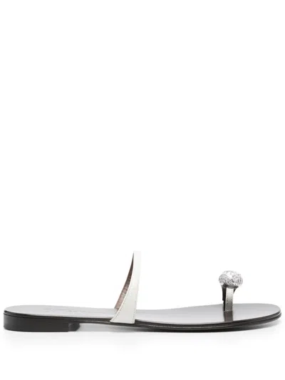 Giuseppe Zanotti Crystal Toe Strap Sandals In White