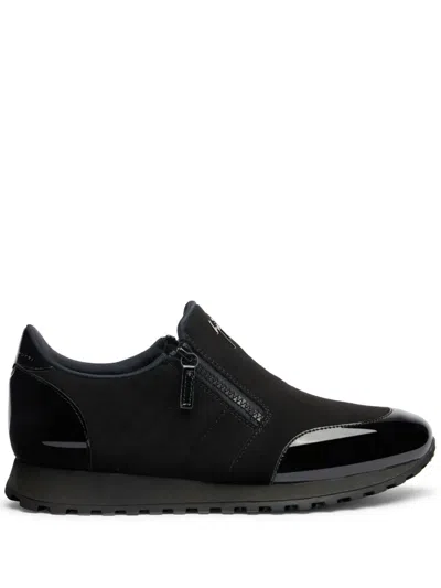 Giuseppe Zanotti Idle Run Suede Zip-up Loafers In Black